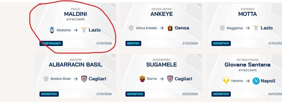 Il Maldini sbagliato dall'Atalanta alla Lazio: la curiosa svista di Lega Serie A -