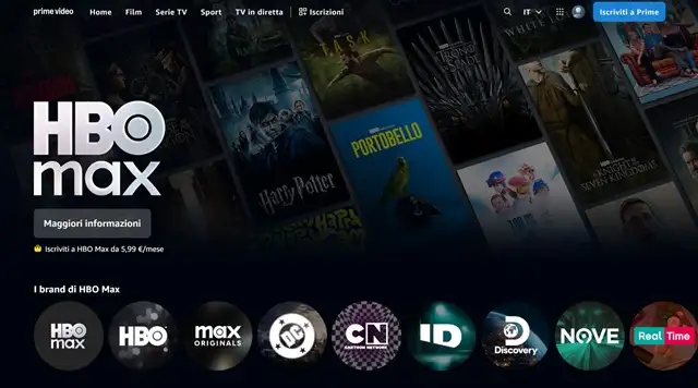 hbo max su prime video