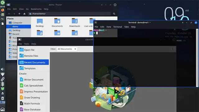 L'interfaccia di MX Linux con ambiente desktop Xfce