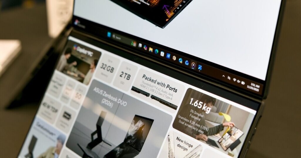 Asus ridisegna lo Zenbook Duo: cornici ancora più sottili, schermi OLED a 144 Hz e Panther Lake