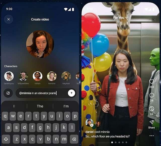 Screenshot per l'app di Sora