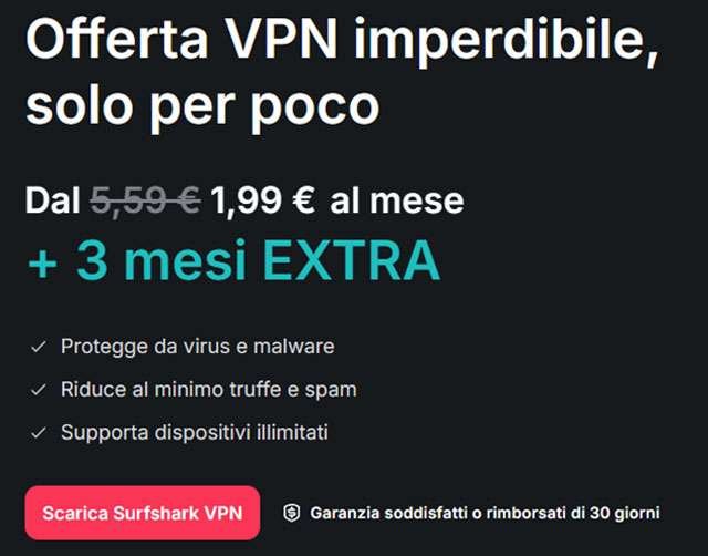 L'offerta per la VPN di Surfshark