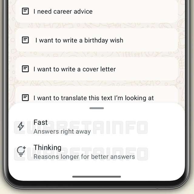Le modalità Fast e Thinking di Meta AI in WhatsApp
