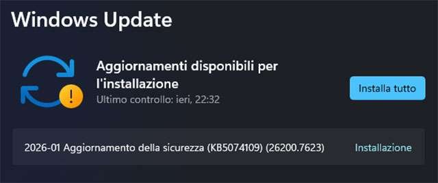 L'aggiornamento KB5074109 per le versioni 25H2 e 24H2 di Windows 11