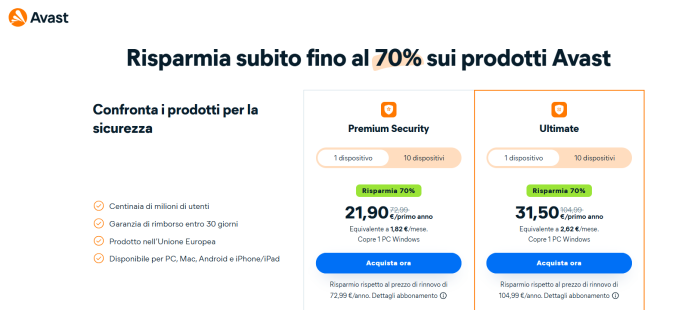 Avast &egrave; in super offerta: sicurezza completa con sconto fino al 70%