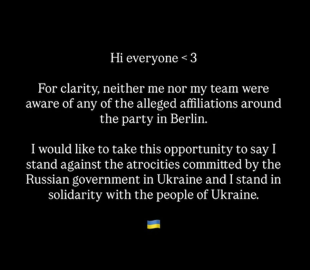 Charli XCX addresses backlash around afterparty with alleged Kremlin ties · News ⟋ RA