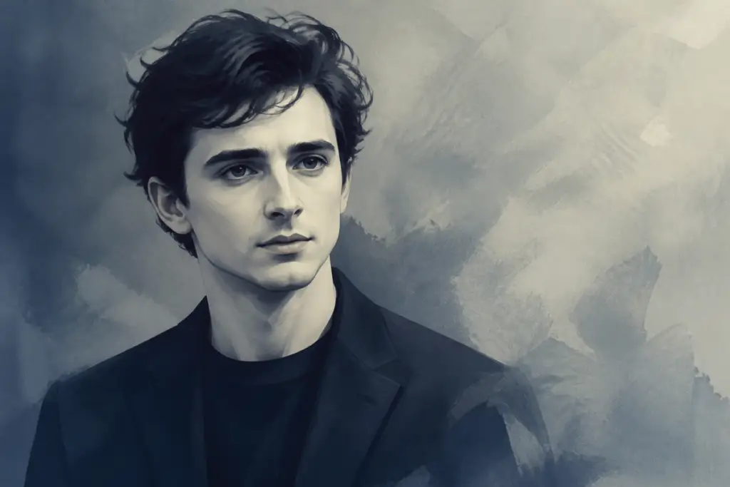 Illustrazione editoriale sobria con un ritratto stilizzato di RJ Mitte e toni neutri, senza testo